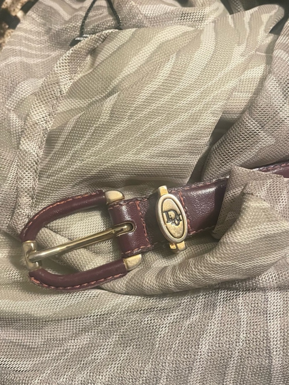 Dior Burgundy Leather Belt with Gold-Tone Hardware